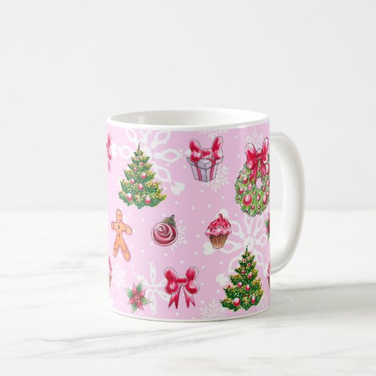 Rosa Weihnachtskaffee Tasse (VorderseiteRechts)