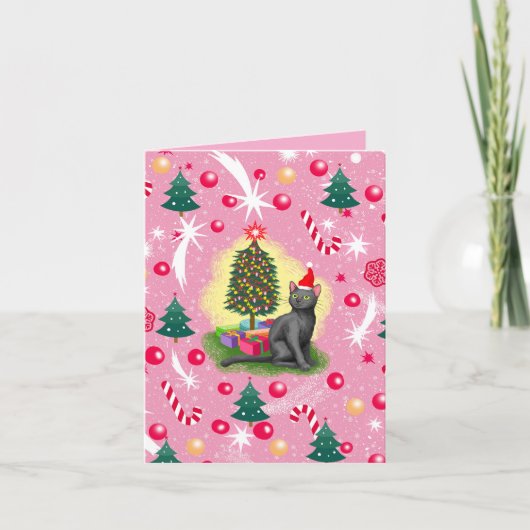 Rosa Weihnachtskatze (Vorderseite)