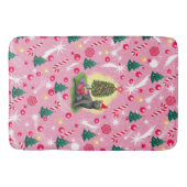 Rosa Weihnachtskatze Badematte (Vorderseite)