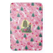 Rosa Weihnachtskatze Badematte (Vorderseite Vertikal)