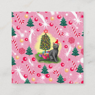 Rosa Weihnachtskatze Begleitkarte