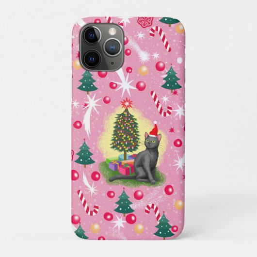 Rosa Weihnachtskatze Case-Mate iPhone Hülle (Rückseite)