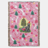 Rosa Weihnachtskatze Decke (Vorderseite Vertikal)