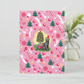 Rosa Weihnachtskatze Feiertagskarte (Stehend Vorderseite)