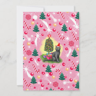 Rosa Weihnachtskatze Feiertagskarte