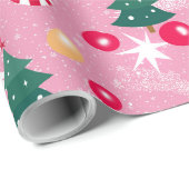 Rosa Weihnachtskatze Geschenkpapier (Rolleneckpunkt)