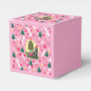 Rosa Weihnachtskatze Geschenkschachtel