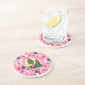 Rosa Weihnachtskatze Getränkeuntersetzer (Seite)