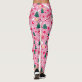 Rosa Weihnachtskatze Leggings (Rückseite)