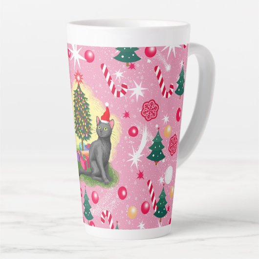 Rosa Weihnachtskatze Milchtasse (Rechte Ecke)