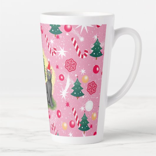 Rosa Weihnachtskatze Milchtasse (Rechts)