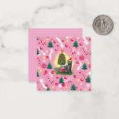 Rosa Weihnachtskatze Mitteilungskarte (Vorderseite/Rückseite Beispiel)