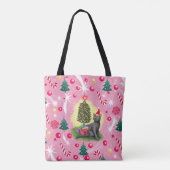 Rosa Weihnachtskatze Tasche (Rückseite)