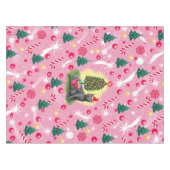 Rosa Weihnachtskatze Tischdecke (Vorderseite (Horizontal))
