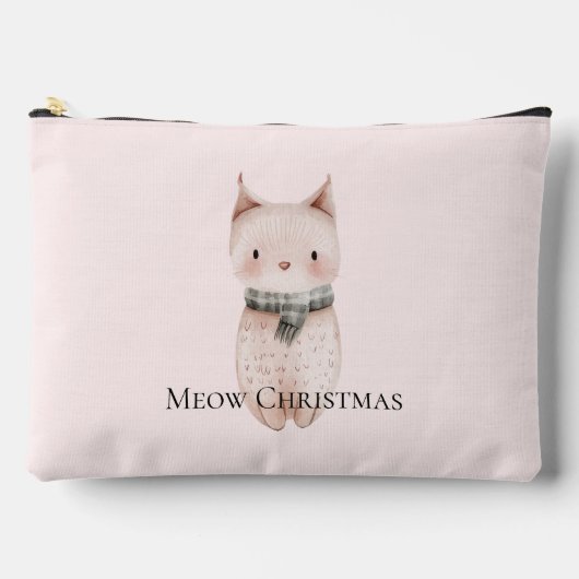 Rosa Weihnachtskatze Zubehörtasche (Vorderseite)