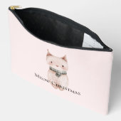 Rosa Weihnachtskatze Zubehörtasche (Offen)