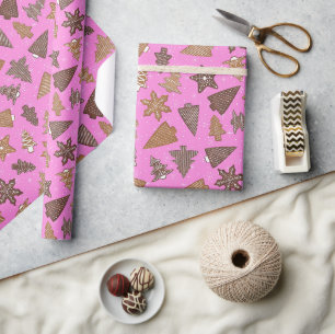 Rosa Weihnachtskekse Geschenkpapier