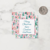 Rosa Weihnachtskirchen Geschenkvorführung Mitteilungskarte (Vorderseite/Rückseite Beispiel)