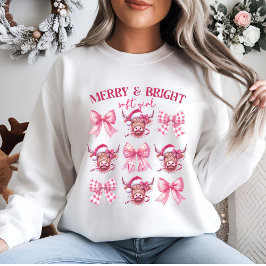 Rosa Weihnachtskokette Bogen und Kühe Sweatshirt
