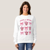 Rosa Weihnachtskokette Bogen und Kühe Sweatshirt (Vorne ganz)