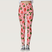 Rosa Weihnachtskranz Leggings (Vorderseite)