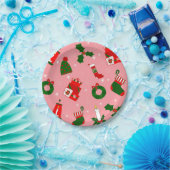 Rosa Weihnachtskranz Pappteller (Party)