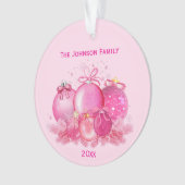Rosa Weihnachtskugeln Ornamente (Vorderseite)
