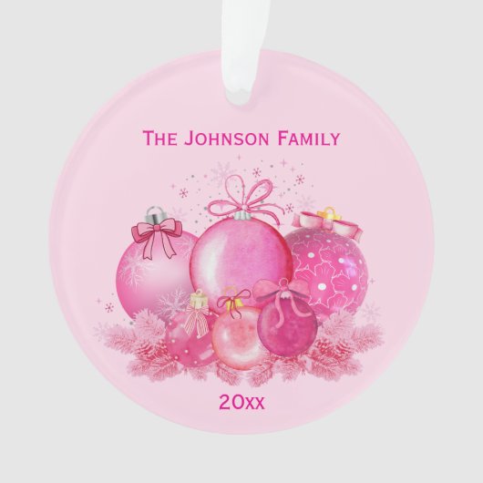 Rosa Weihnachtskugeln Ornamente (Vorderseite)