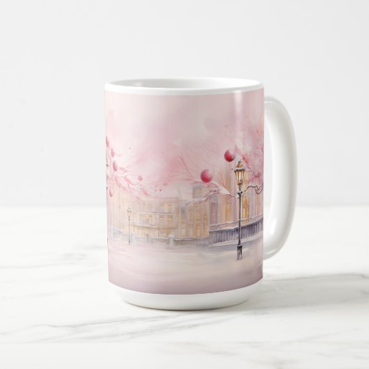 Rosa Weihnachtslandschaft im Freien Kaffeetasse (VorderseiteRechts)