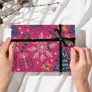 Rosa Weihnachtslustige Geschenkpapier