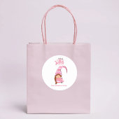 Rosa Weihnachtsmädchen mit Braid Hair Jolly Runder Aufkleber