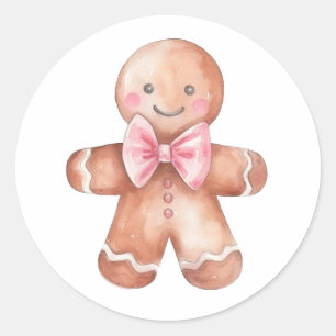 Rosa Weihnachtsmann aus Lebkuchen-Weihnachtssticke Runder Aufkleber