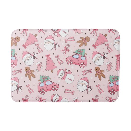 Rosa Weihnachtsmann-Badezimmer-Matte Badematte (Vorderseite)