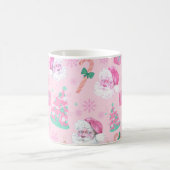 Rosa Weihnachtsmann-Claus-&-Baum-nahtloses Muster Kaffeetasse (Mittel)