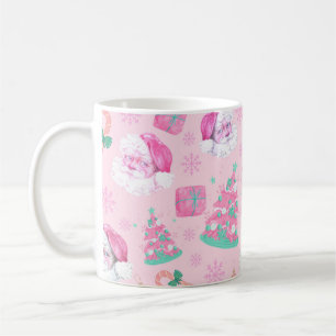 Rosa Weihnachtsmann-Claus-&-Baum-nahtloses Muster Kaffeetasse