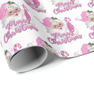Rosa Weihnachtsmann Frohe Weihnachten Vintage Retr Geschenkpapier