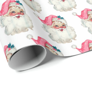 Rosa Weihnachtsmann-Gesicht Claus Weihnachten  Alt Geschenkpapier