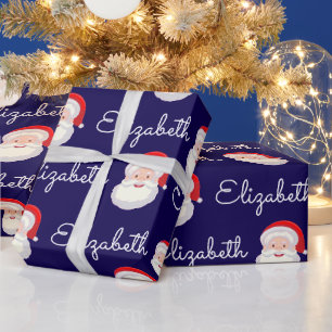 Rosa Weihnachtsmann-Gesicht Personalisiertes Weihn Geschenkpapier