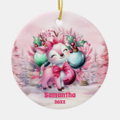 Rosa Weihnachtsmann Kindermädchen Foto Ornament (Vorne)