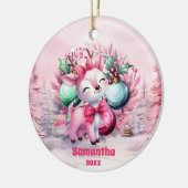 Rosa Weihnachtsmann Kindermädchen Foto Ornament (Links)