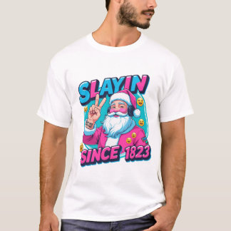 Rosa Weihnachtsmann-Slayin-Christmas-T-Shirt für G T-Shirt