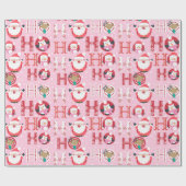 Rosa Weihnachtsmann und Rudolph Weihnachtslustig Geschenkpapier (Flach)