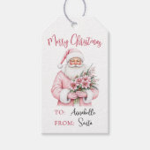 Rosa Weihnachtsmann Weihnachten Geschenkanhänger (Vorderseite)