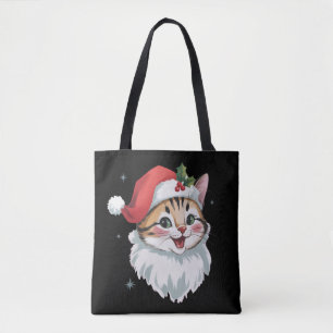 Rosa Weihnachtsmannmütze Retro Süße Kätzchen Katze Tasche