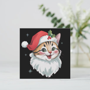 Rosa Weihnachtsmannmütze Retro Süße Kitty Katze We Feiertagskarte