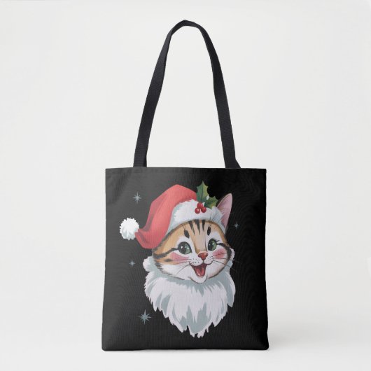 Rosa Weihnachtsmannmütze Retro Süße Kitty Katze We Tasche (Vorderseite)