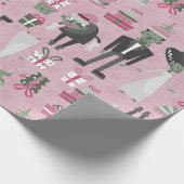 Rosa Weihnachtsmonster, frankenstein Geschenkpapier (Ecke)