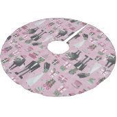 Rosa Weihnachtsmonster, frankenstein Polyester Weihnachtsbaumdecke (Schrägansicht)