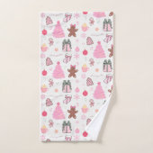 Rosa Weihnachtsmuster Badhandtuch Set (Handtuch)