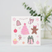 Rosa Weihnachtsmuster Feiertagskarte (Stehend Vorderseite)